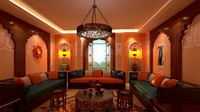 Arabic and Islamic style room with chandler
