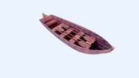 Low-poly Traditional Chinese Wooden Boat With Ruder