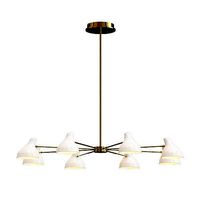 PRESLEY IVORY ENAMELED AND POLISHED BRASS CHANDELIER