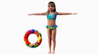 Child Girl With Swim Ring T-pose
