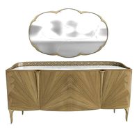Caracole Modern Gray Wood Lillian Sideboard and mirror