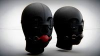 PBR Black Leather BDSM face mask set