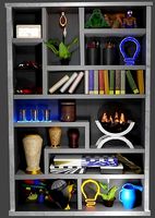 home shelving with 3d models rack