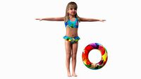 Child Girl With Swim Ring Rigged