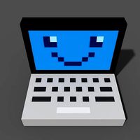 Voxel laptop PC with cute face