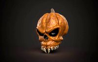 pumpkin skull game ready