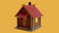 log house in toy style low-poly