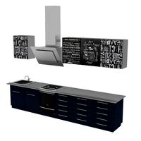 Loft kitchen with blue facades