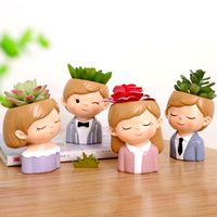 pack 2 cute girls and boys planters