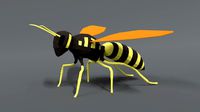 low poly cartoon hornet