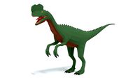 low poly cartoon dilophosaurus dinosaur