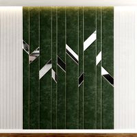 headboard made of green panels and brass and mirrors and mdf