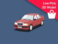 cartoon mercedes-benz e190 low-poly