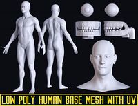 low poly human base mesh with uv