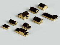 set of 9 wooden houses