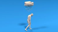 low poly sad kid walking