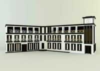 white hotel building model