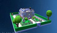 house with territory in the style of low poly