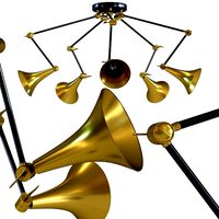pendant lamp trumpet brass spider 5-lite