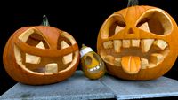 trio pumpkins halloween monster