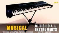 keyboard musical instruments full detail low poly and high poly