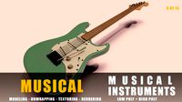 electric guitar musical instruments full detail low poly and high poly