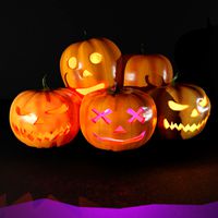 halloween pumpkin 3d set of 5 units low-poly
