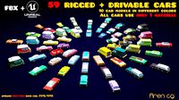 59 rigged and drivable lowpoly cars