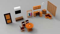 office interior low poly props furniture