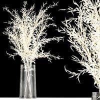 bouquet of dried white flowers in a glass vase 155