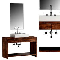 OAK BRULE WATERFALL SINGLE EXTRA-WIDE WASHSTAND