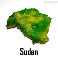 Sudan country map 3d model