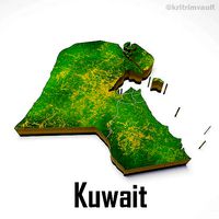 Kuwait country map 3d model