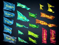 20 fully loop animated flags mid-poly