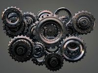 Gear Mechanism Cogwheels Set Kitbash 3D Model