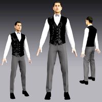 handsome young man-hand some dress slim dress vest pants tie