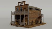 low-poly wild west saloon