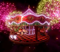 animals merry-go-round ride in fireworks 3D model