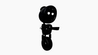 Wheel Robot H04 Full Black - SciFi Character Design