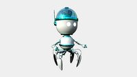 Brain Robot G02 White Blue - SciFi Character Design