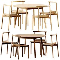 Triangle Leg Table by Hay and Wox Wood Chair by Artu