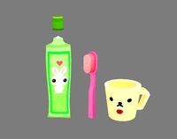 cartoon toothpaste - toothbrush - water cup