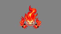 cartoon red flame monster