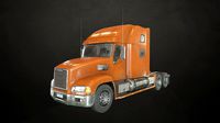 semi truck tractor - orange - low poly