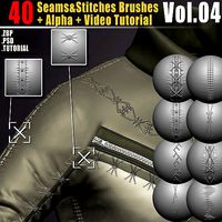 40 Seams And Stitches Brushes Alpha Video Tutorial Vol04