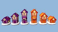 cartoon houses sun and moon