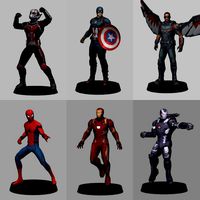captain america civil war pack x 12 characters low poly
