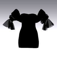DRESS MATTE BLACK RUFFLED SLEVEE LITTLE DRESS LOOK LOW SLEVEE