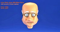 low poly toon old man face vr - ar - low-poly