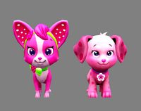 cartoon puppy - purple female dog - pet dog